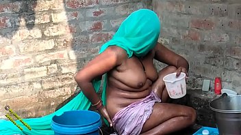 girl and boy bathing